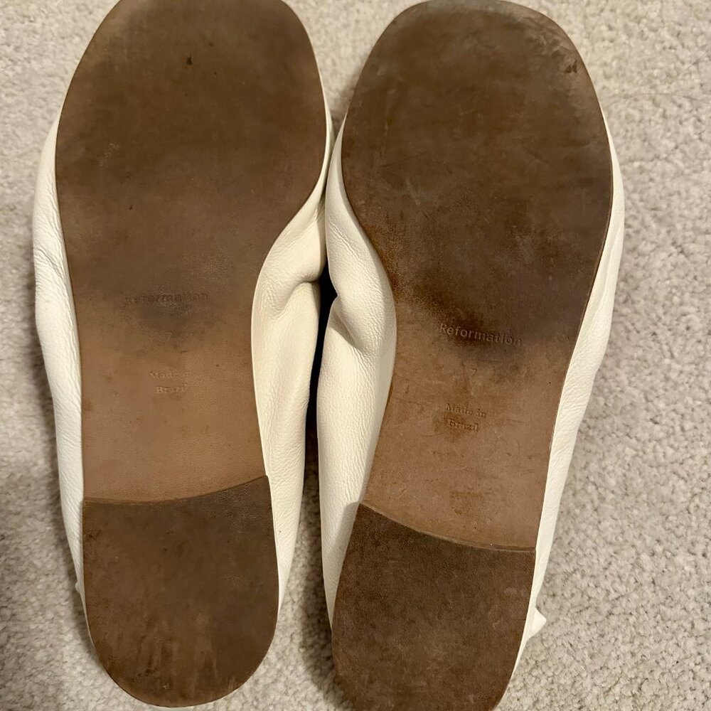 Reformation White Rounded-Toe Ballet Flats - Picture 6 of 7